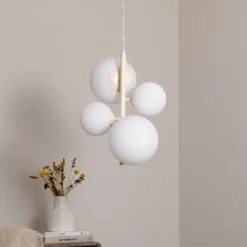 Hängeleuchte Dione, opal/creme, 4-flammig