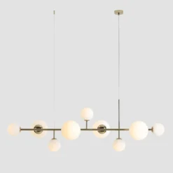 Hängeleuchte Dione, opal/gold, 9-flammig