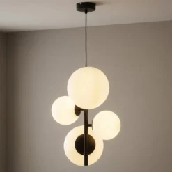 Hängeleuchte Dione, vierflammig, schwarz