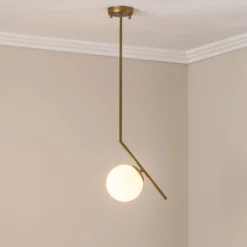 Hängeleuchte Dolunay, 25 cm lang, goldfarben, Glas, E27