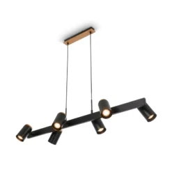 Hängeleuchte Duta, Länge 110 cm, schwarz matt, Metall 6-flg.