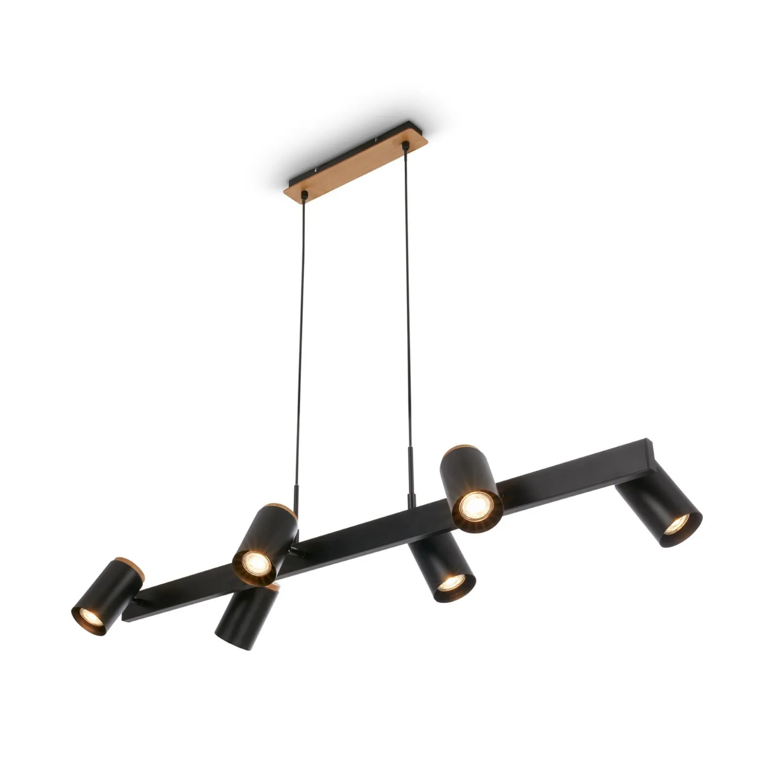 Hängeleuchte Duta, Länge 110 cm, schwarz matt, Metall 6-flg.