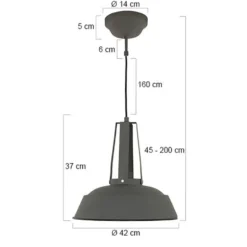 Hängeleuchte Eden, grau, Metall, E27-Fassung