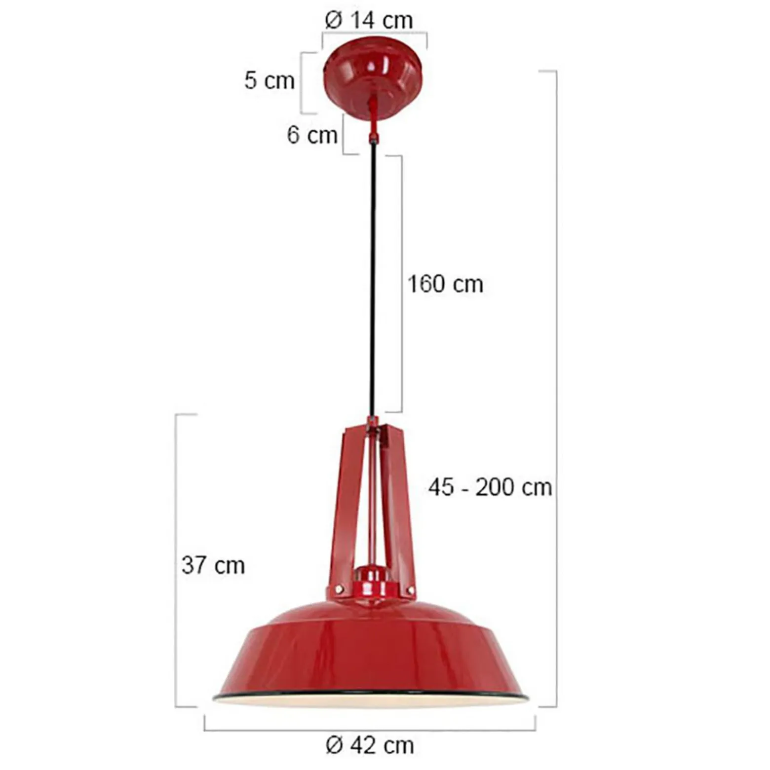 Hängeleuchte Eden, rot, Metall, E27-Fassung