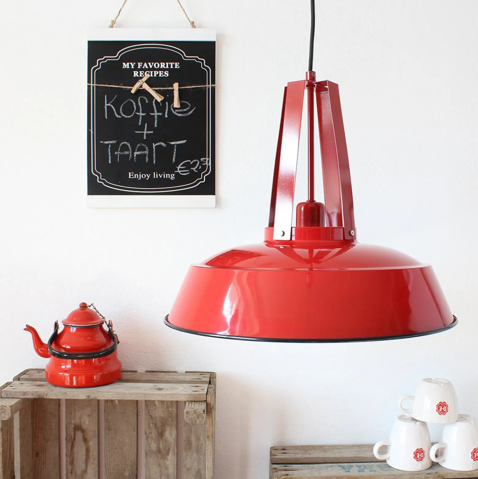 Hängeleuchte Eden, rot, Metall, E27-Fassung