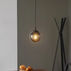 Hängeleuchte Efe 2155, Schirm aus Rauchglas, Ø15cm