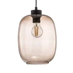 Hängeleuchte Elio, Glas, braun/klar/grau, 3-flg., dezentral