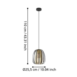 Hängeleuchte Encinitos, schwarz/messing, Ø 25,5 cm