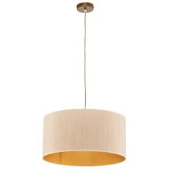 Hängeleuchte Essex, strukturierter Stoff, gold