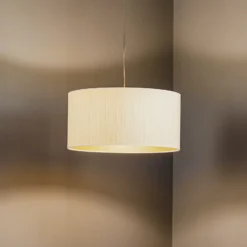 Hängeleuchte Essex, strukturierter Stoff, gold
