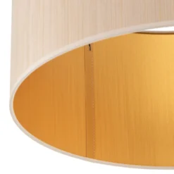 Hängeleuchte Essex, strukturierter Stoff, gold