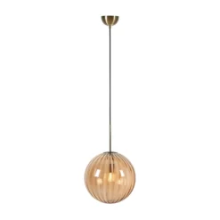 Hängeleuchte Fengari, Stecker, bernstein, Glas, Ø 35 cm