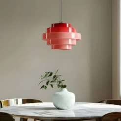 Hängeleuchte Filo, rot, Ø 28 cm, Glas