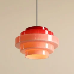 Hängeleuchte Filo, rot, Ø 28 cm, Glas