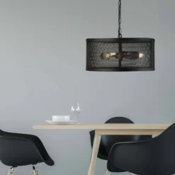Hängeleuchte Fishnet aus Metall in Schwarz Ø 45 cm