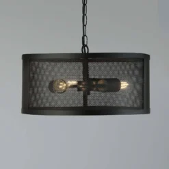 Hängeleuchte Fishnet aus Metall in Schwarz Ø 45 cm