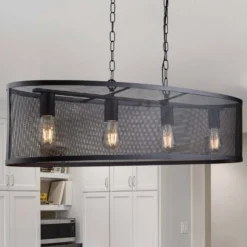 Hängeleuchte Fishnet in Schwarz, 91cm lang