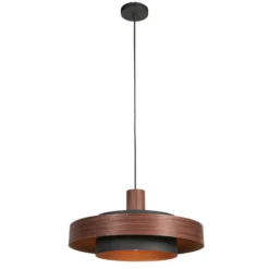 Hängeleuchte Flinter, Holzdekor, Metall, Ø 50 cm, E27