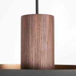 Hängeleuchte Flinter, Holzdekor, Metall, Ø 50 cm, E27