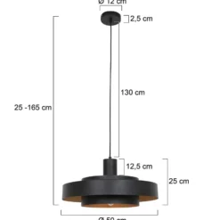 Hängeleuchte Flinter, schwarz, Metall, Ø 50 cm, E27