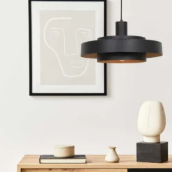 Hängeleuchte Flinter, schwarz, Metall, Ø 50 cm, E27