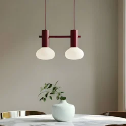 Hängeleuchte Flo, rot, 2-flammig, Glas