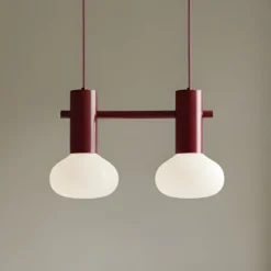 Hängeleuchte Flo, rot, 2-flammig, Glas