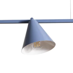 Hängeleuchte Form 4, blau, Metall, 4-flammig, Kegel, E27