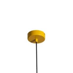 Hängeleuchte Form 4, gelb, Metall, 4-flammig, Kegel, E27