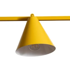 Hängeleuchte Form 4, gelb, Metall, 4-flammig, Kegel, E27