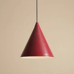Hängeleuchte Form, weinrot, Metall, Ø 24 cm, Kegel, E27