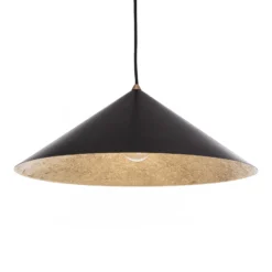Hängeleuchte Fuji, Verbundfaser, schwarz/goldfarben, Ø 50 cm