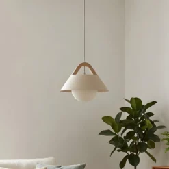 Hängeleuchte Funda, beige, Ø 30 cm, 1-flammig, Metall/Glas