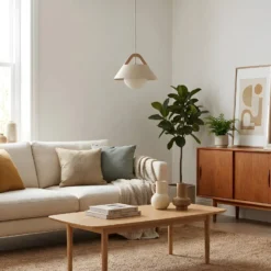 Hängeleuchte Funda, beige, Ø 30 cm, 1-flammig, Metall/Glas