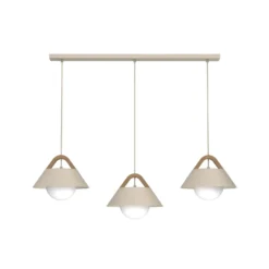Hängeleuchte Funda, beige, Länge 110 cm, 3-flg., Metall/Glas