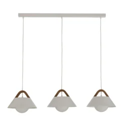 Hängeleuchte Funda, weiß, Länge 110 cm, 3-flg., Metall/Glas