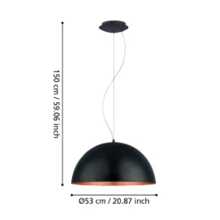 Hängeleuchte Gaetano 1, Ø 53 cm, schwarz/kupfer, Stahl