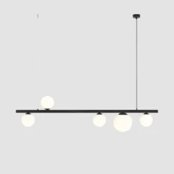 Hängeleuchte Garda 5, Balken, Metall, Glas, schwarz, 5-fl.