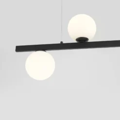 Hängeleuchte Garda 5, Balken, Metall, Glas, schwarz, 5-fl.