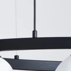 Hängeleuchte Garda 5, Ring, Metall, Glas, 5-fl., schwarz