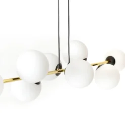 Hängeleuchte Glassy, 8-flammig, schwarz/gold/opal