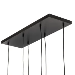 Hängeleuchte Glassy, 6-flammig, schwarz, grafit, Glas, 75 cm