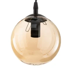 Hängeleuchte Glassy, 6-flg., grafit/amber/klar, Glas, 75 cm