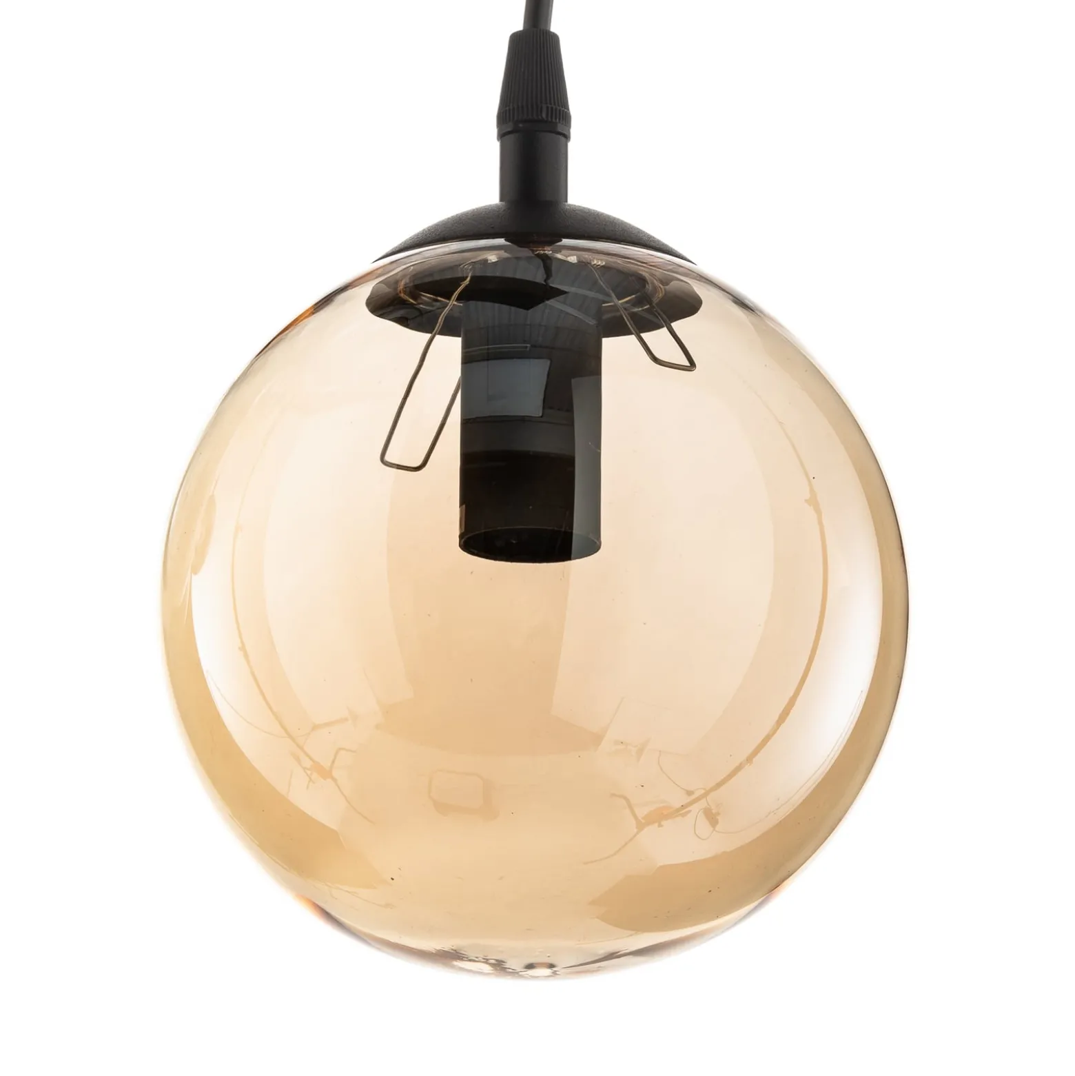 Hängeleuchte Glassy, 6-flg., grafit/amber/klar, Glas, 75 cm