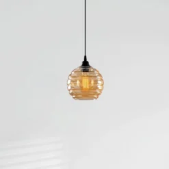 Hängeleuchte Gold 010, gold-transparent, Glas, Ø 20 cm