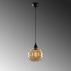 Hängeleuchte Gold 010, gold-transparent, Glas, Ø 20 cm