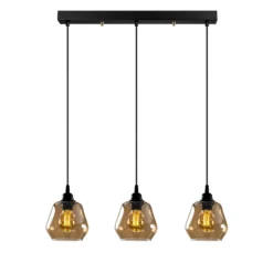 Hängeleuchte Gold 032, gold-transparent, Glas 3-flammig lang