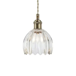 Hängeleuchte Gota, altmessing/klar, Glas, Ø 13 cm, Stecker