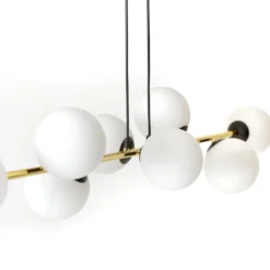 Hängeleuchte Gravity, opalweiß/gold/schwarz, Glas, E14