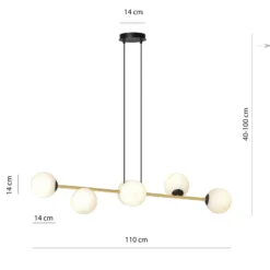 Hängeleuchte Gravity, opalweiß/gold/schwarz, Glas, E14